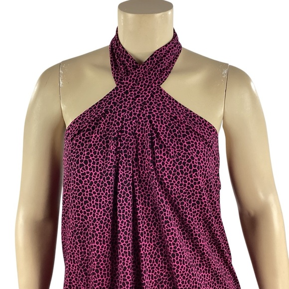 Michael Michael Kors Cerise Animal Print Halter Top Size 1X - Picture 2 of 7